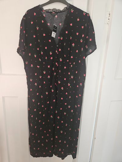 Peacocks black floral dress