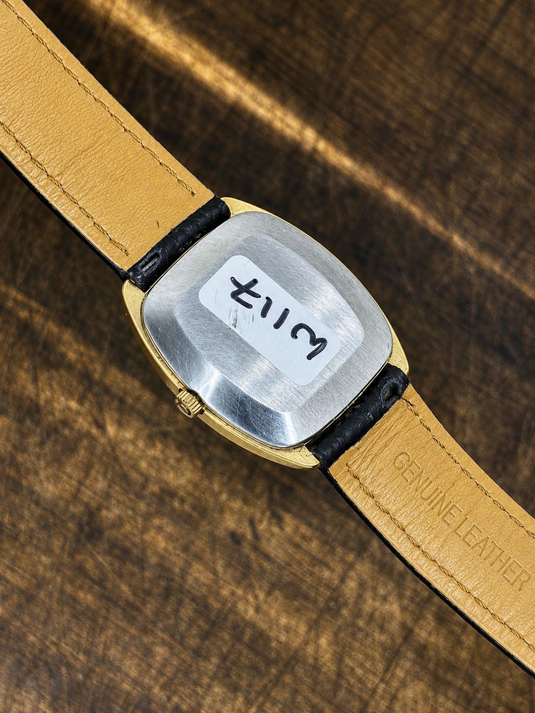 Vintage Omega De Ville Gold Tone Dress Watch | Ultra Slim | Black Leather Strap | Swiss Made 4