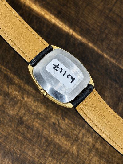 Vintage Omega De Ville Gold Tone Dress Watch | Ultra Slim | Black Leather Strap | Swiss Made 4