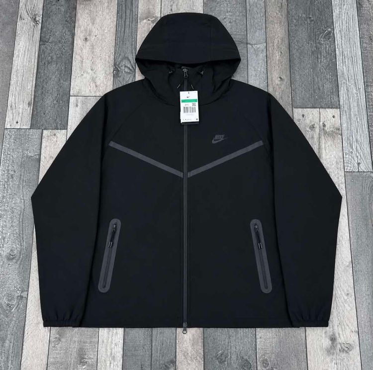 Nike Tech Fleece Woven Hooded Full Zip Oversized Jacket - ‘Triple Black’ - Size XL   image 1
