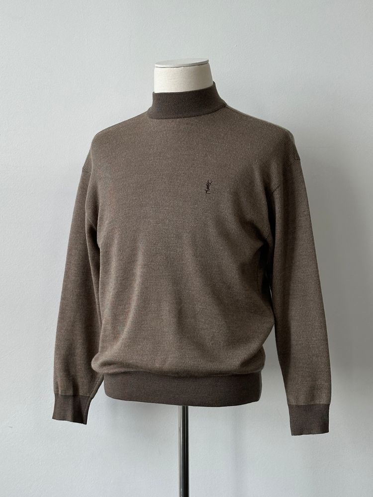 Yves Saint Laurent 1990s Pure Wool High Neck Knit Jumper - M obraz 3