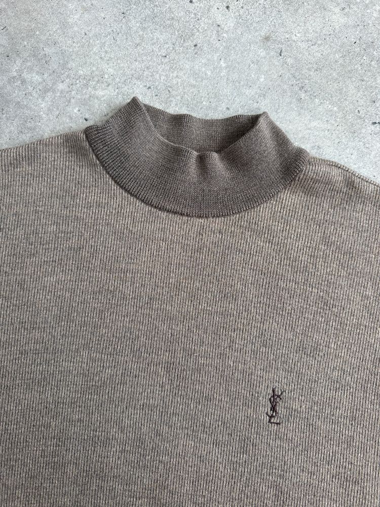 Yves Saint Laurent 1990s Pure Wool High Neck Knit Jumper - M obraz 5