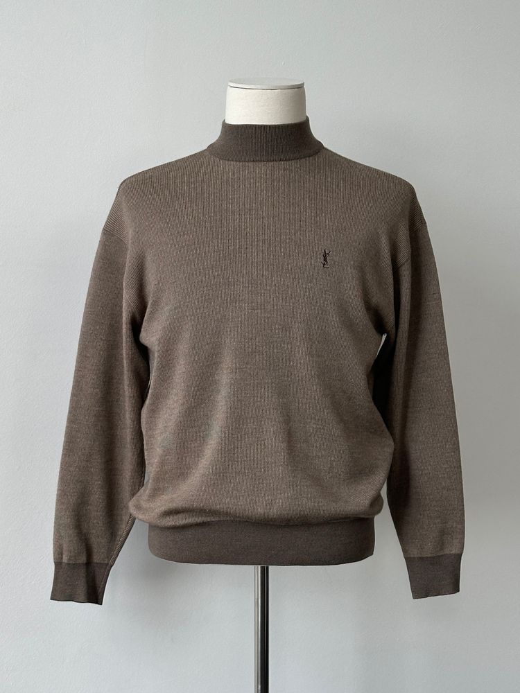 Yves Saint Laurent 1990s Pure Wool High Neck Knit Jumper - M