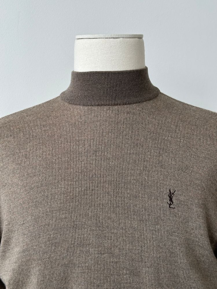 Yves Saint Laurent 1990s Pure Wool High Neck Knit Jumper - M obraz 4