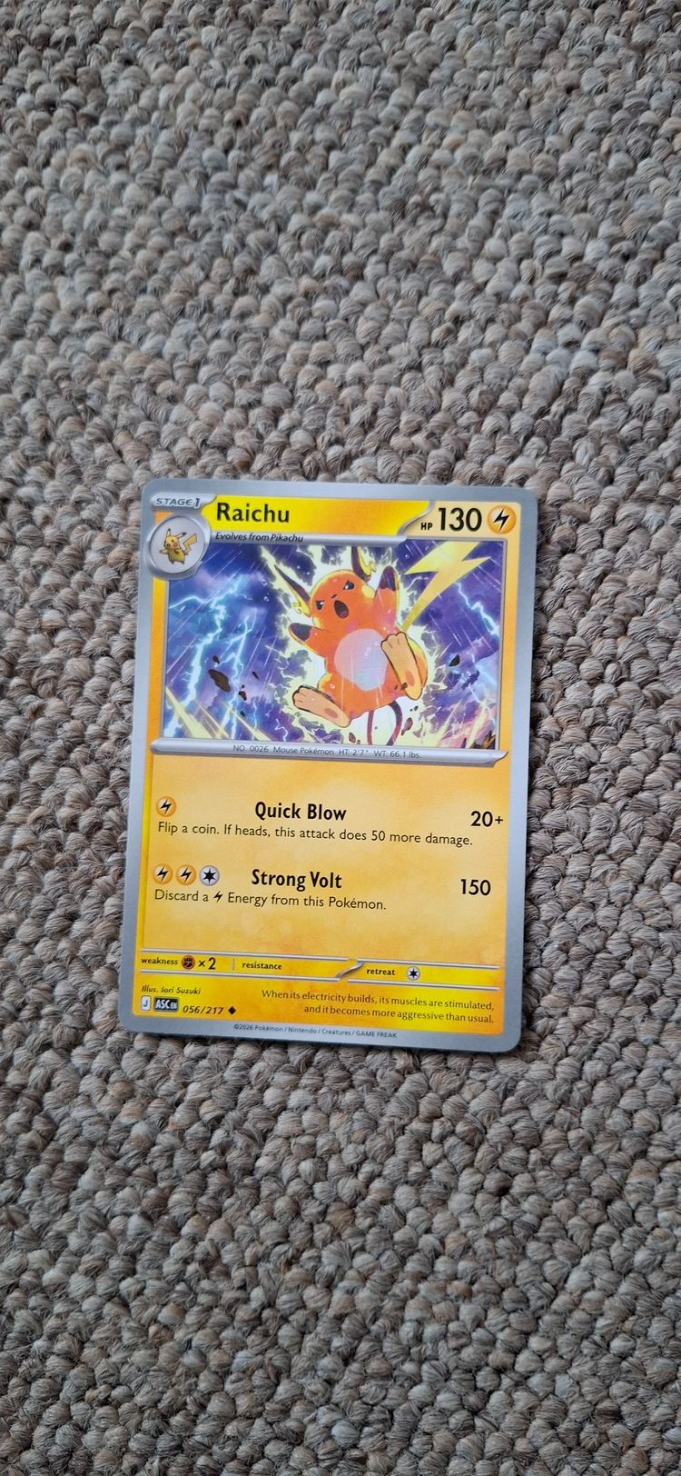Raichu Trading Card