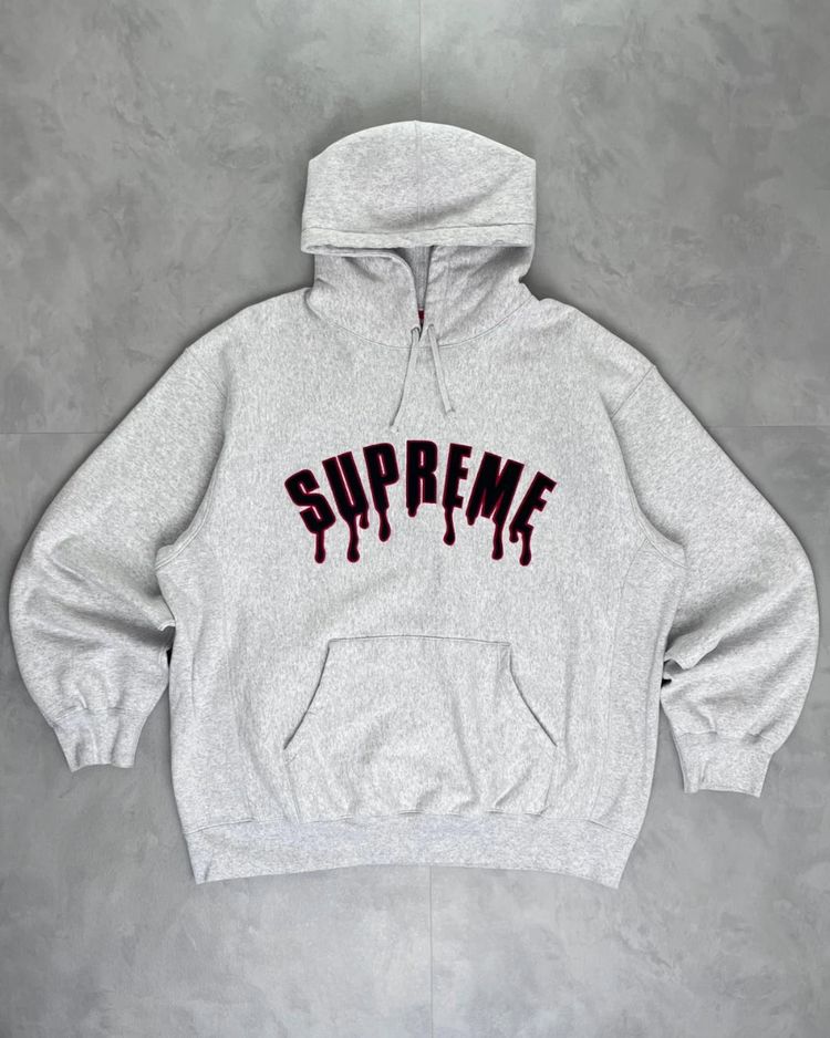 SUPREME Ghost Spellout Hoodie Grey - (USED) - XL image 1