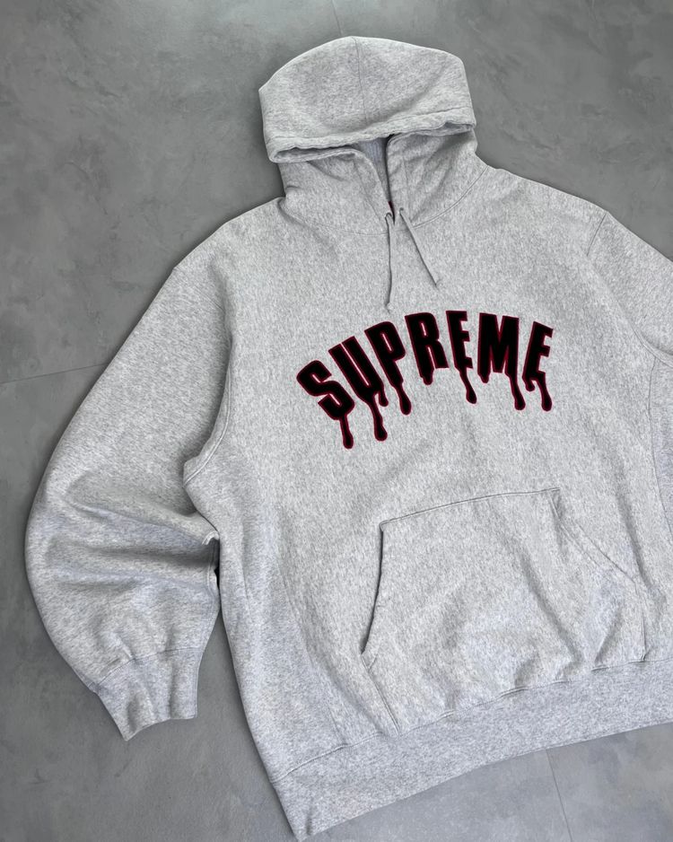 SUPREME Ghost Spellout Hoodie Grey - (USED) - XL image 2