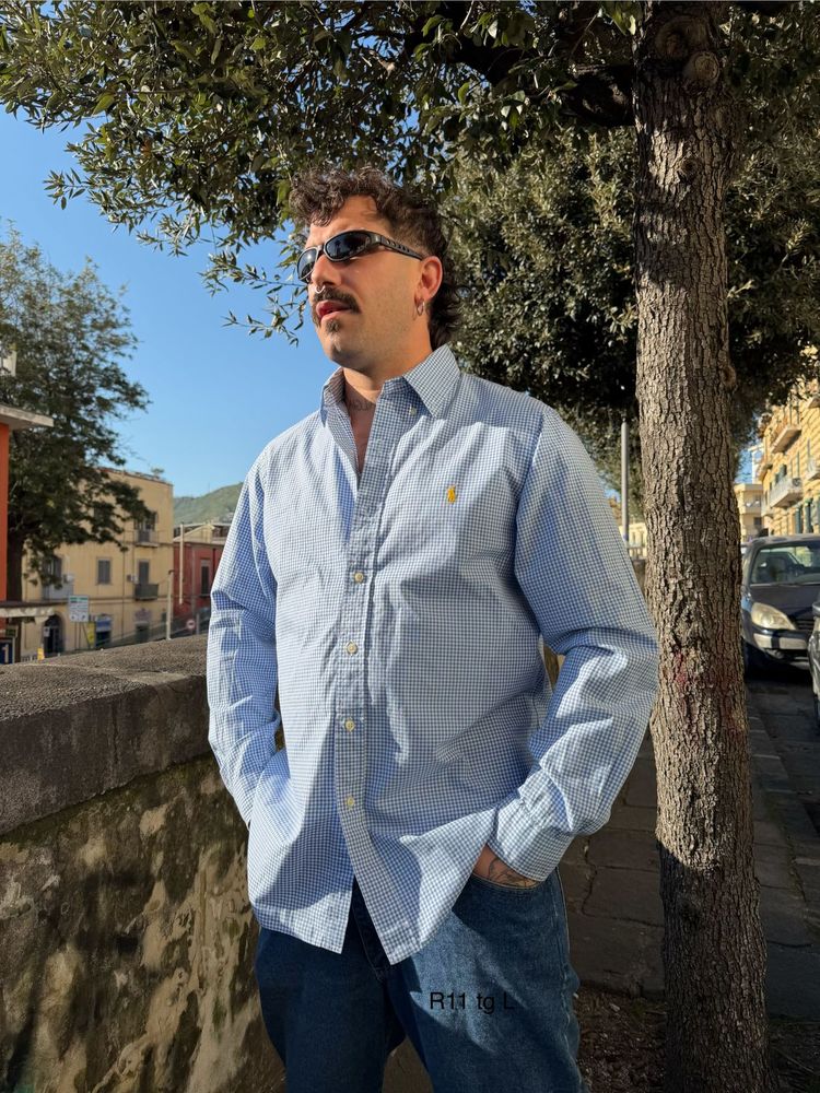 Blue Checkered Button-Up Shirt