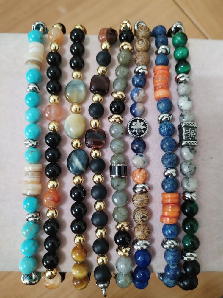 Set Bracciali in acciaio e pietre colorate  product image