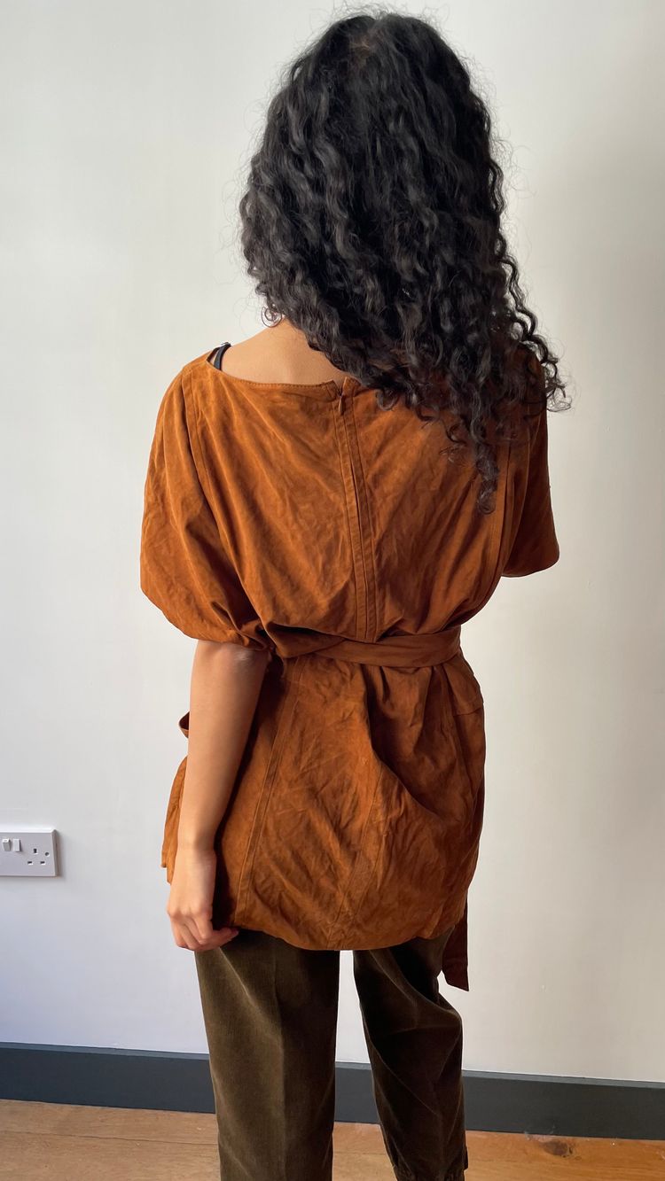 Prada tan suede belted mini dress tunic 2