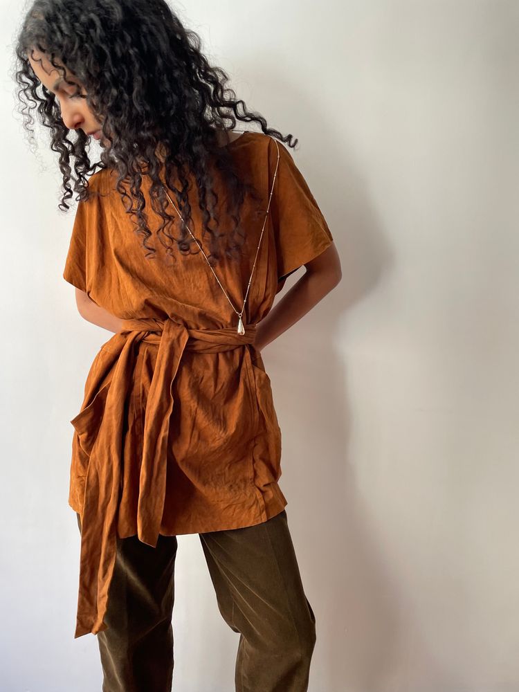 Prada tan suede belted mini dress tunic 4