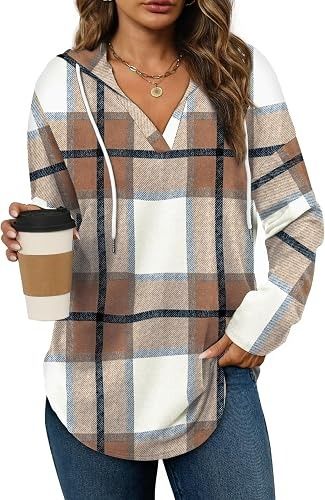 Plaid Hooded Long Sleeve Top image 1