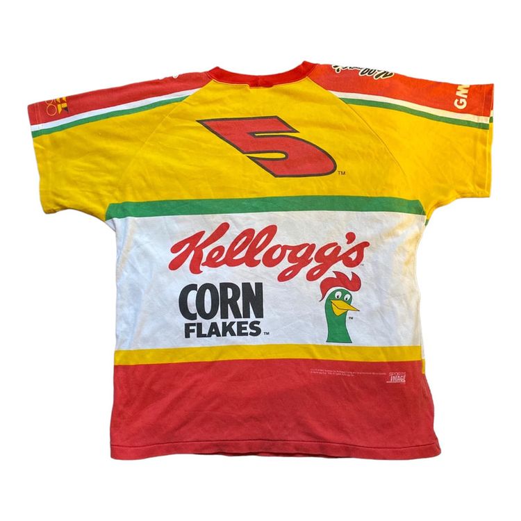 Vintage 90s Kellogg’s all over print racing T-shirt imagen 2