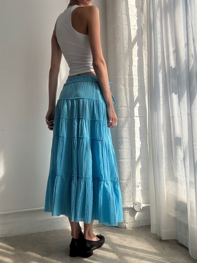 Blue Tiered Skirt obraz 2