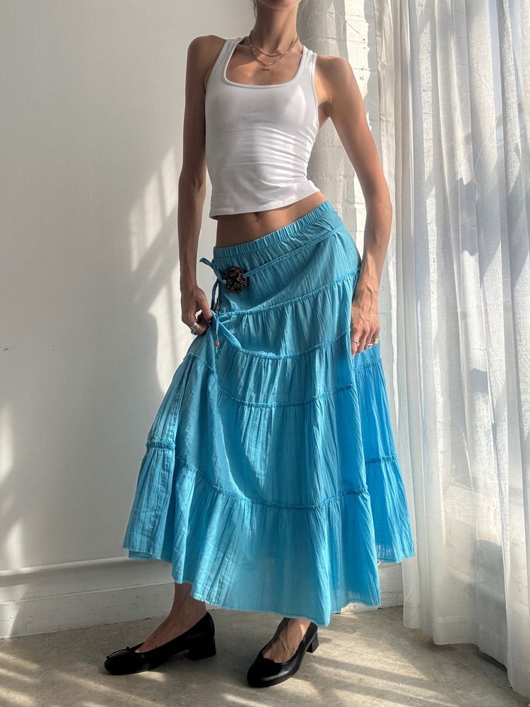 Blue Tiered Skirt