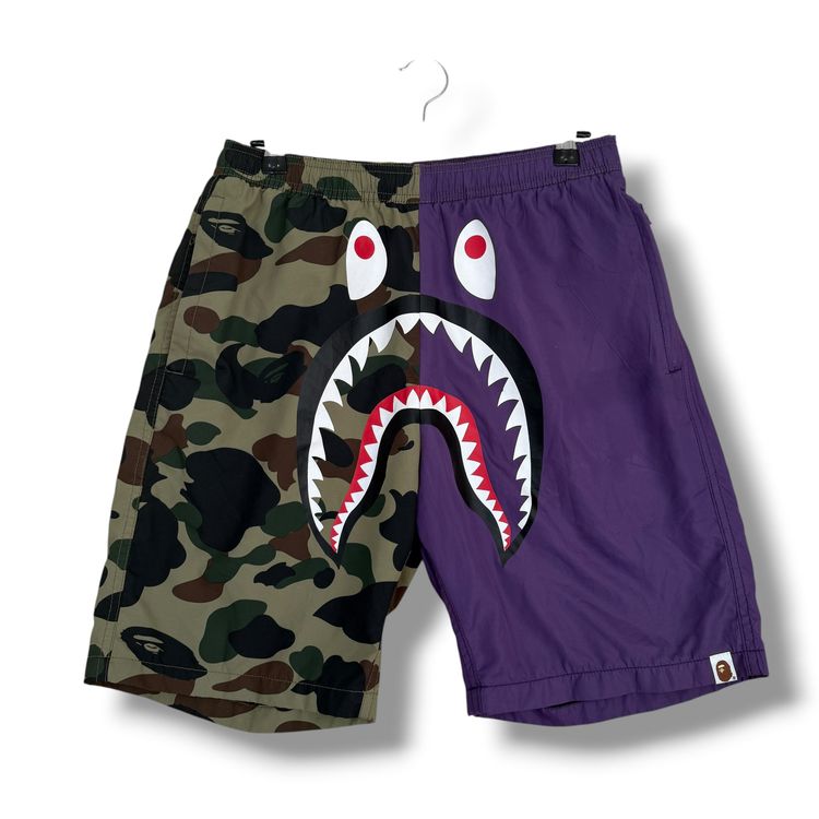 A Bathing Ape split shark Shorts Purple & green, medium image 1