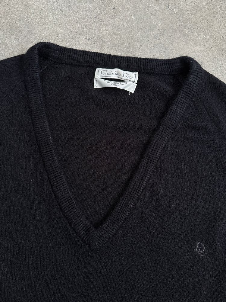 Christian Dior 1990s V Neck Knit Logo Jumper - L obraz 6