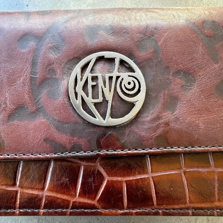 Vintage Kenzo Wallet, Brown Leather with Croc Effect image 2