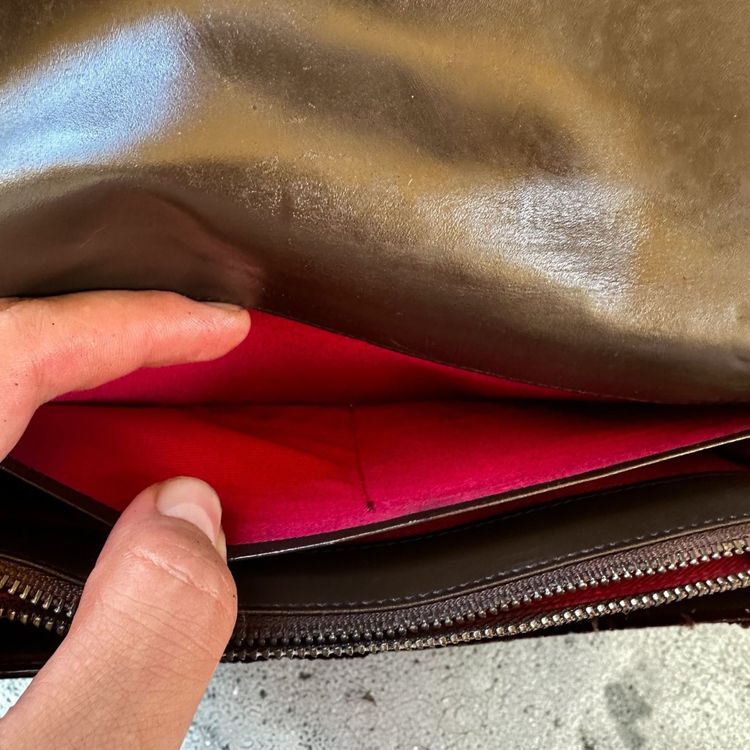 Vintage Kenzo Wallet, Brown Leather with Croc Effect image 3