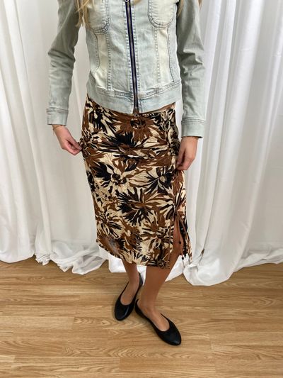 Vintage 00s Floral Midi Skirt - Size UK 8