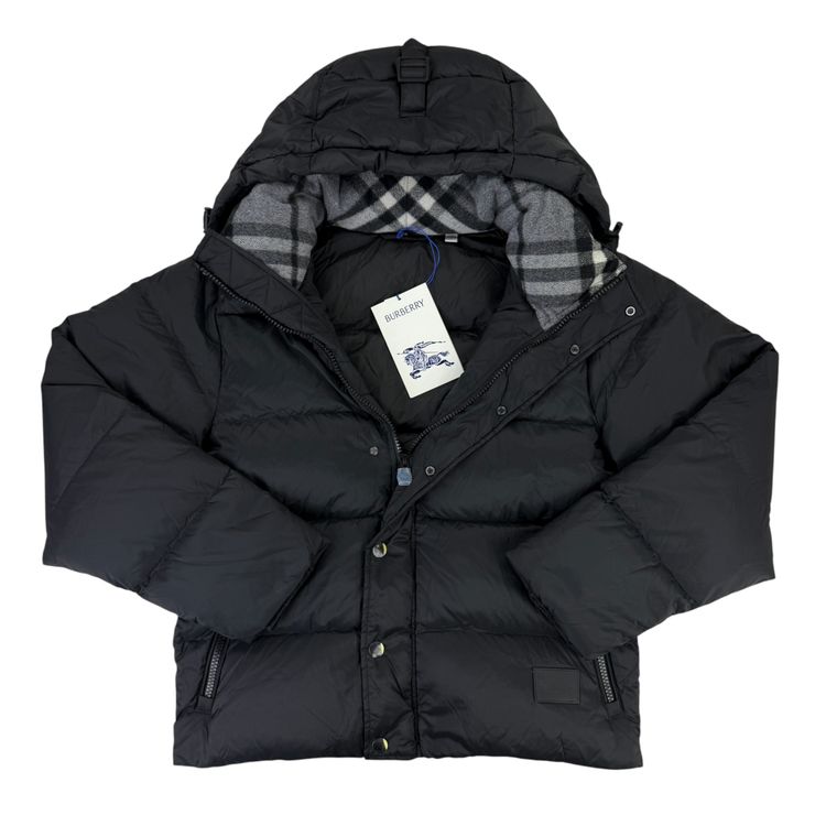 Burberry Men’s Halsby Hooded Check Black Down Jacket