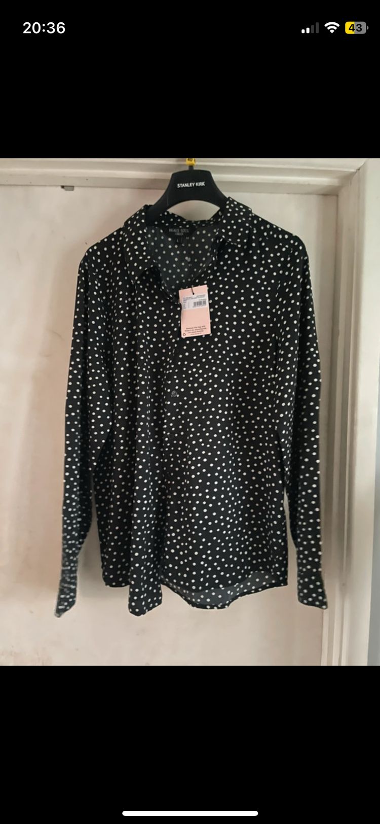 Missguided Misguided black and white polka dot shirt size large  product image
