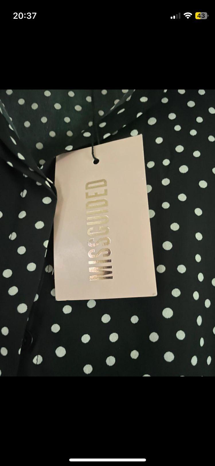 Misguided black and white polka dot shirt size large  3