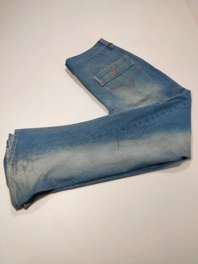 Levis Jeans Flare Uomo W34 L Blu Denim Vintage Bootcut Dettagli Rossi