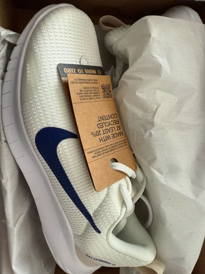 Nike White Sneaker With Blue Swoosh NEW 6
