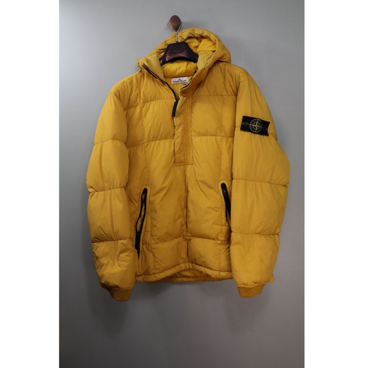 Stone Island Yellow Crinkle Reps Down 1/4 Zip Jacket