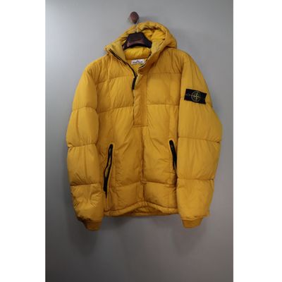 Stone Island Yellow Crinkle Reps Down 1/4 Zip Jacket