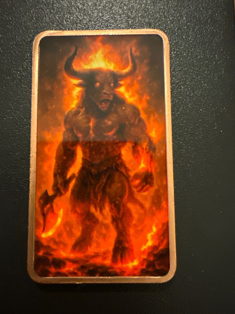 Unbranded Mystic Guardians of Fire - Minotaur Copper Art Bar Greek Mythology Fantasy Collectible product image