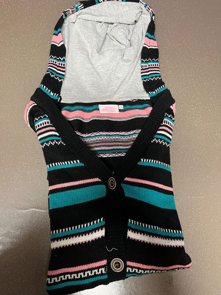 Other Piping Hot Striped Knit Cardigan With Hood product image