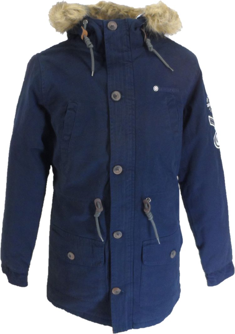 Lambretta Mens Dark Navy Retro Fishtail Parka image 1