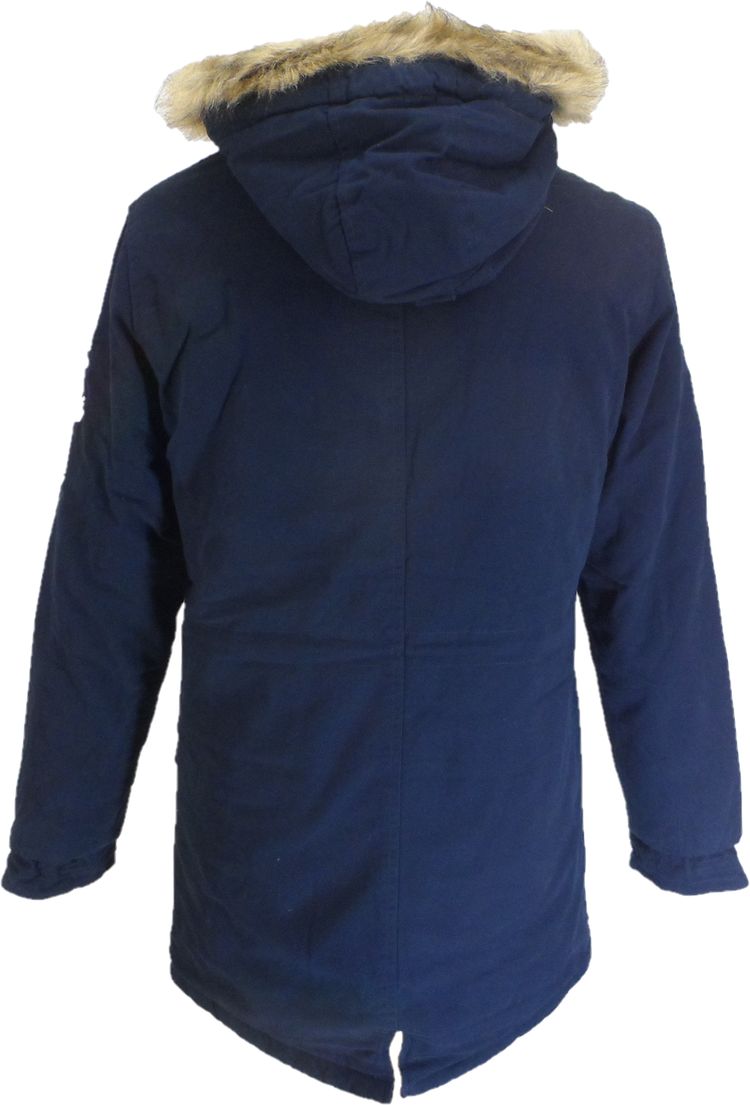 Lambretta Mens Dark Navy Retro Fishtail Parka imagen 9