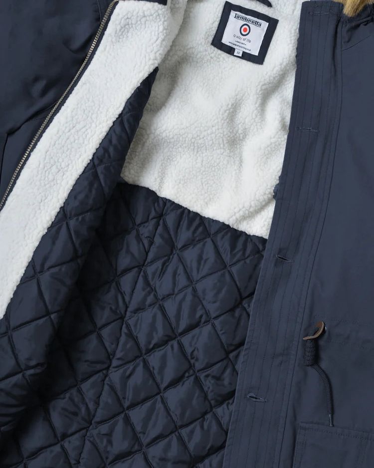 Lambretta Mens Dark Navy Retro Fishtail Parka imagen 8