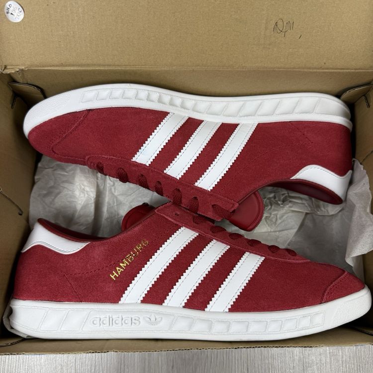 Immagine di Adidas Originals Hamburg Size UK 5 Red White Suede Trainers GZ7410 1
