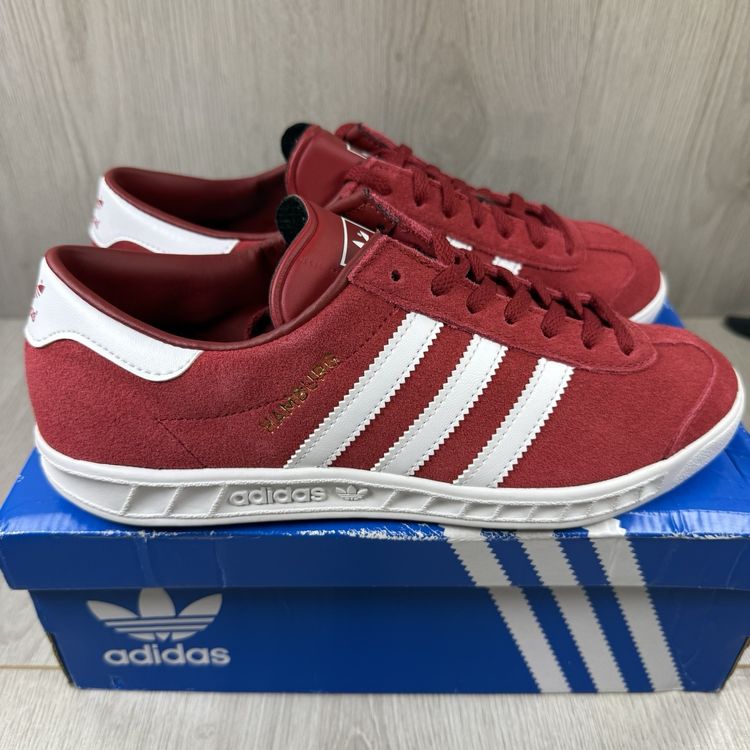 Immagine di Adidas Originals Hamburg Size UK 5 Red White Suede Trainers GZ7410 10
