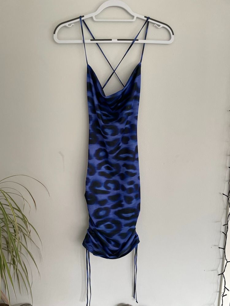ASOS Blue Leopard Print Slip Dress