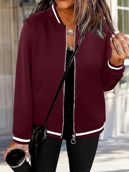 Burgundy Bomber Jacket image 2