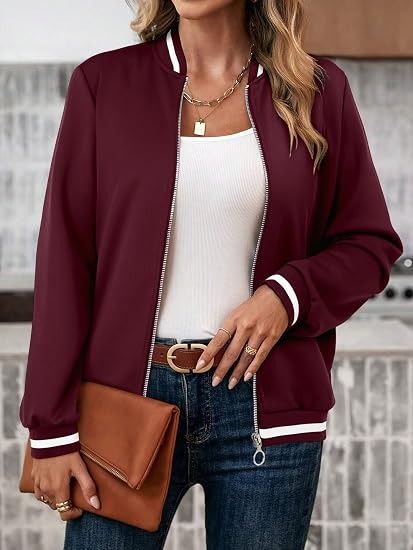 Burgundy Bomber Jacket image 1
