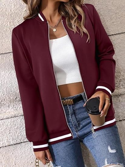 Burgundy Bomber Jacket image 3