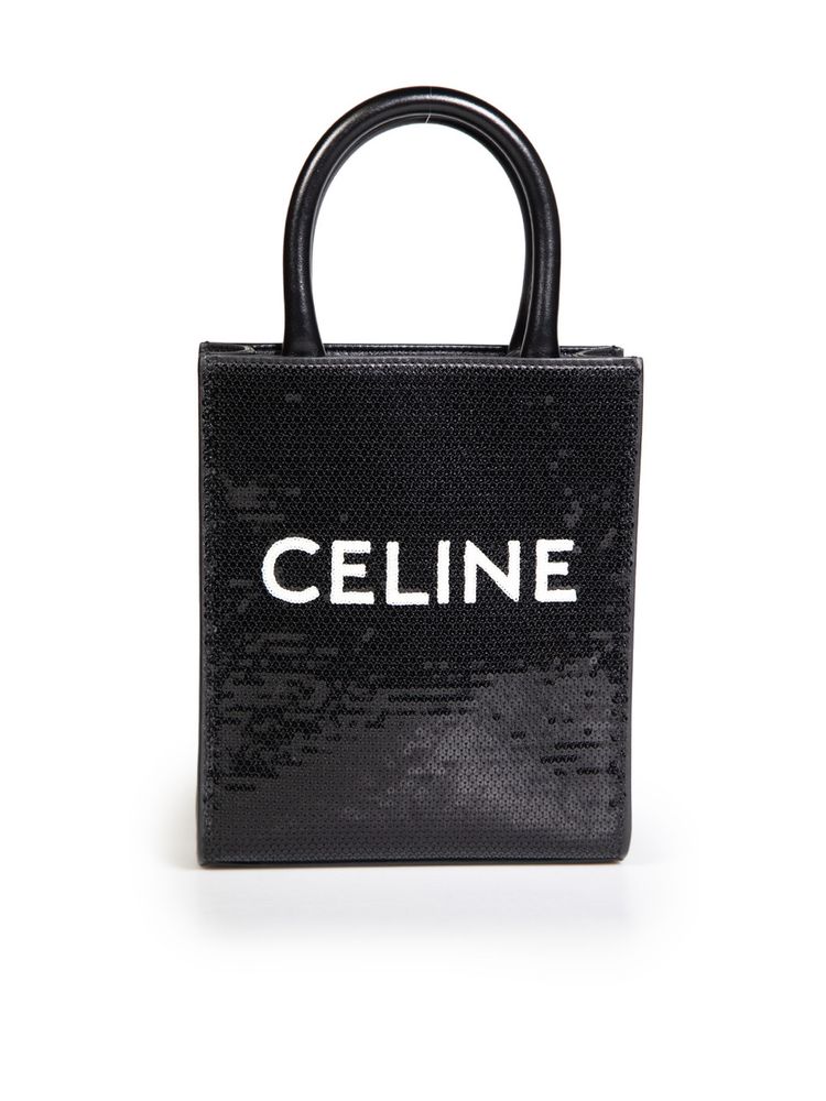 Black Mini Sequin Vertical Cabas Tote
