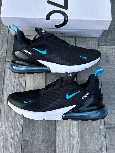 Nike Air Max 270 Trainers - ‘Black Light Blue Fury’ - Size UK 10