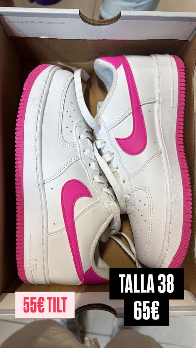 Nike White Sneakers With Pink Swoosh