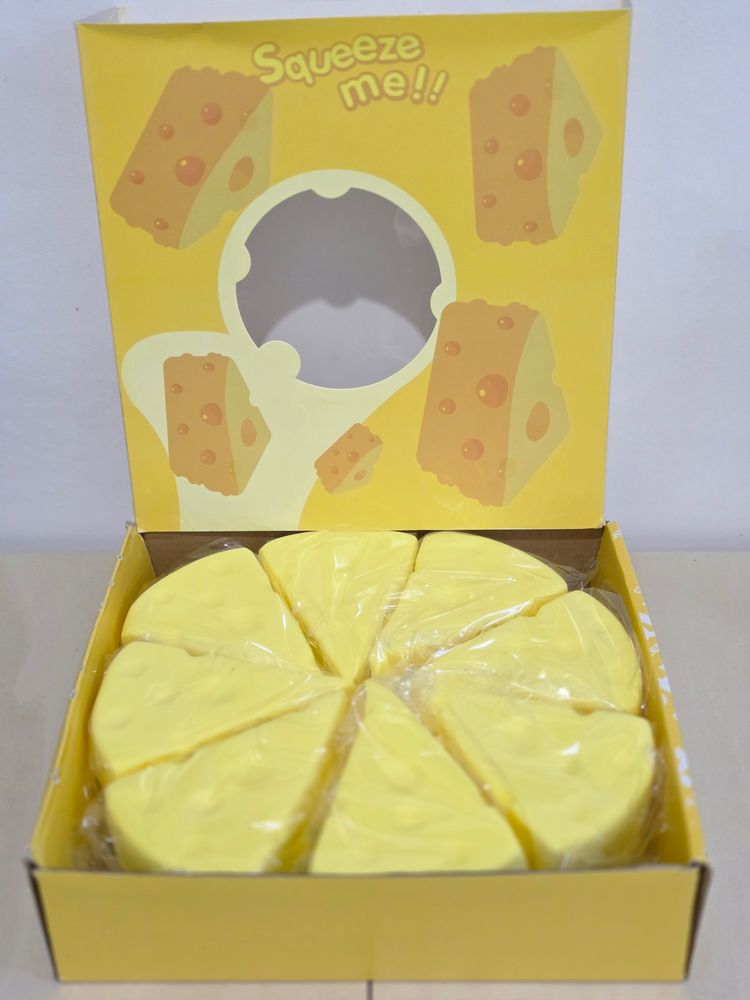 Yellow Cheese Slice Squishy Toy Set image 1