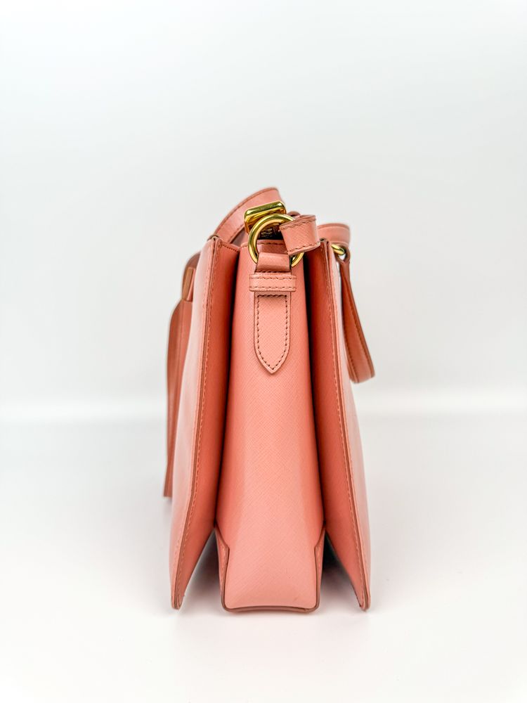 Pink Leather Handbag With Bow Detail 8