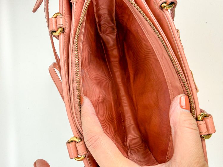 Pink Leather Handbag With Bow Detail 10