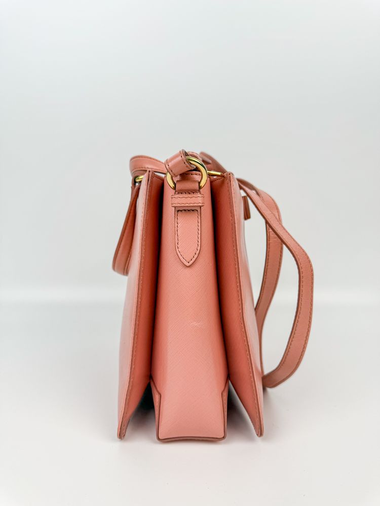 Pink Leather Handbag With Bow Detail 9