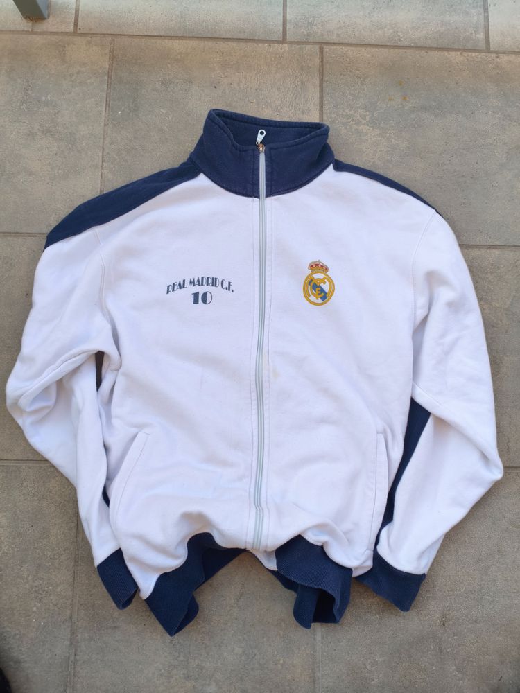 Real Madrid CF White And Navy Zip-Up Jacket With Real Madrid Logo product image